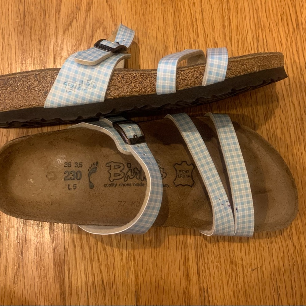 Birkenstock 35 36 Birkis blue Gingham sandal - Picture 8 of 11